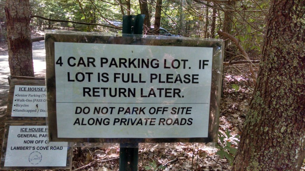 Parking Lot Sign at Ice House Pond