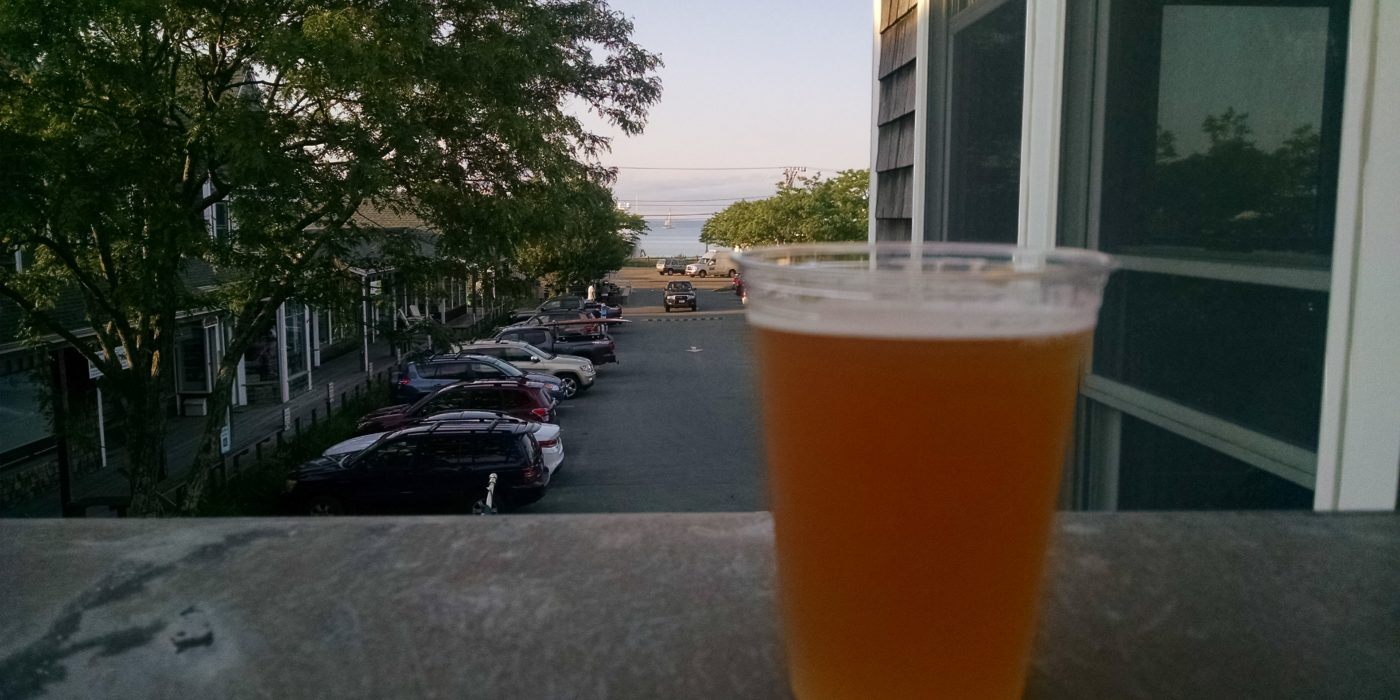 Beer with Vineyard Haven Harbor in Background