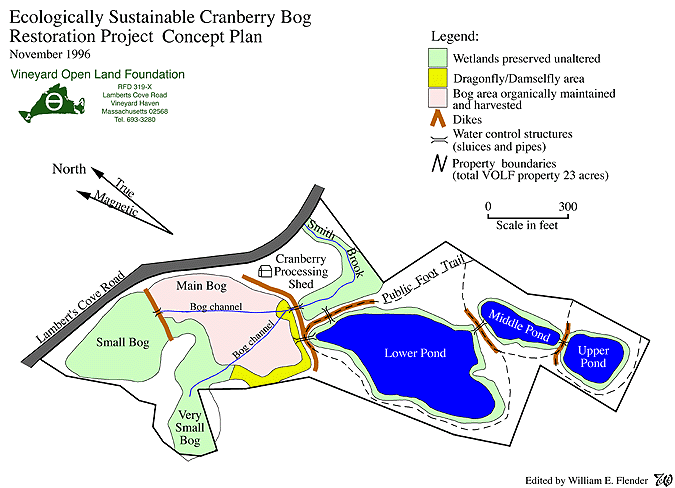Map of hiking route at Cranberry Acres on Martha's Vineyard